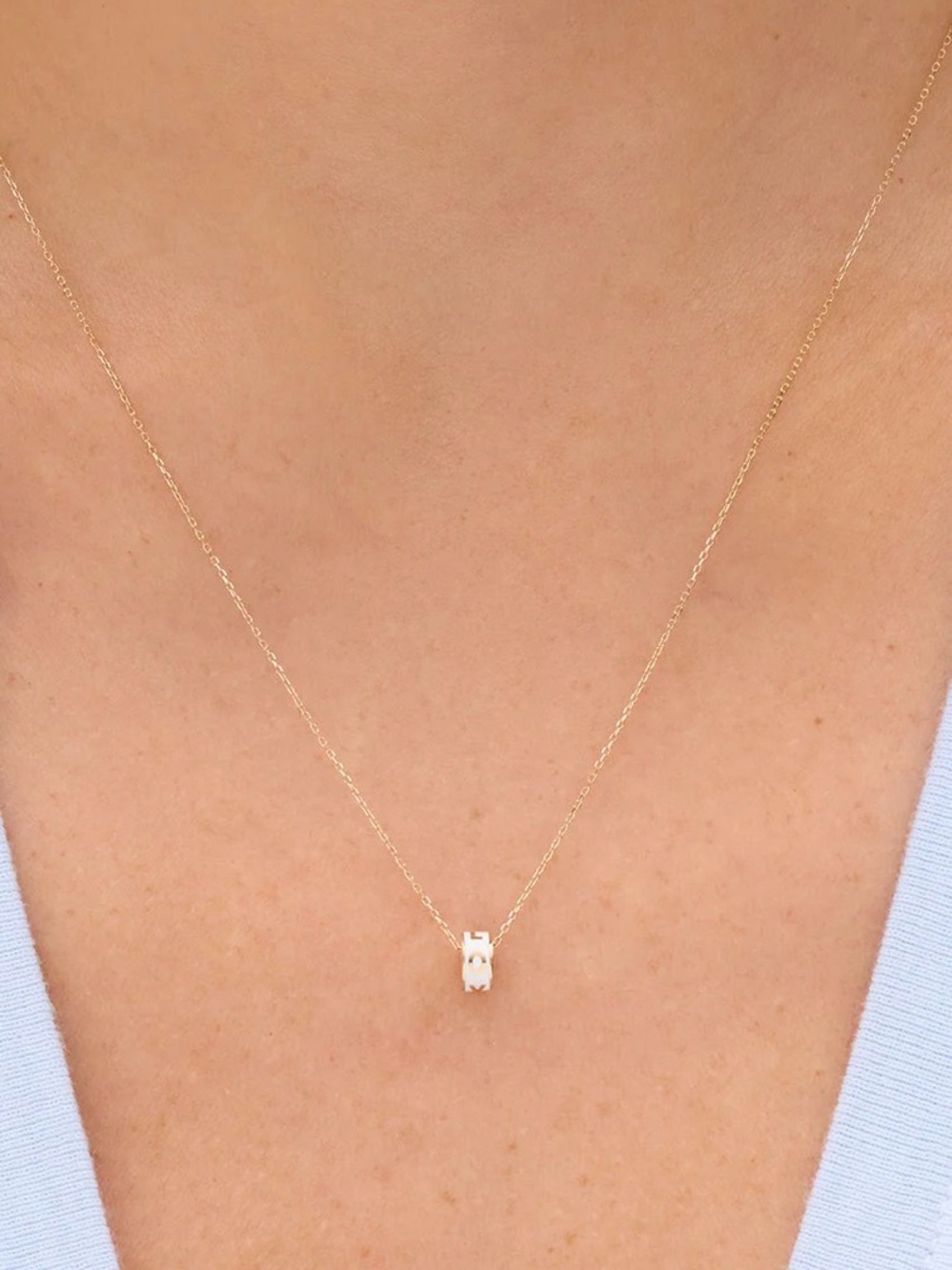 Gorjana Gold Chain Necklace with White Bar Charm